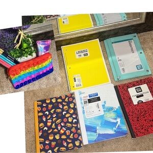 5 new notebooks + sensory pop school supplies bundle